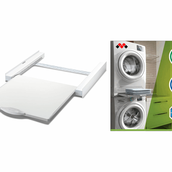 Kit di Sovrapposizione per Lavatrice e Asciugatrice+Ripiano Estraibile Base Torre Pro L60 | Meliconi